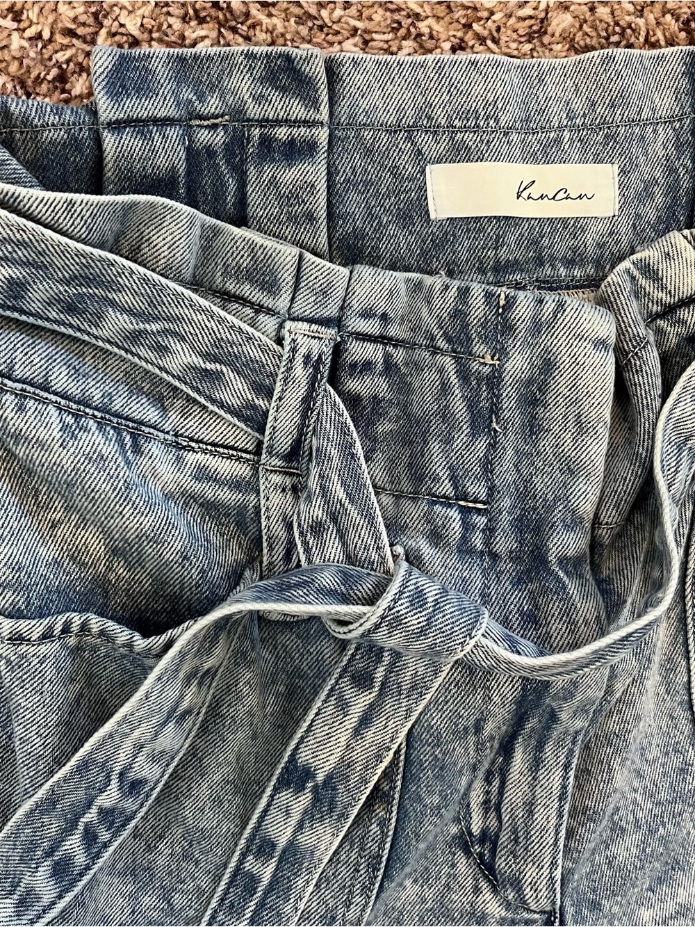 KanCan Denim Shorts Acid Wash Paper Bag High Waist Womens Size 9/28 Cotton - Picture 2 of 5